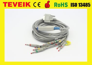 Medische Teveik-het electrocardiogramkabel van OB 15pin ECG/van Nihon Kohden BJ-901D 10 Leadwires van de Fabrieksprijs, Banaan 4,0