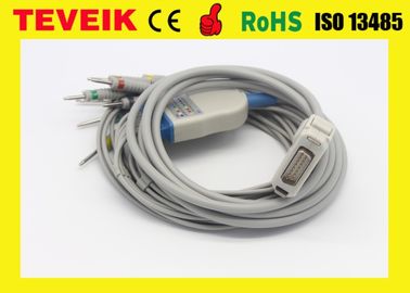 Fukuda Denshi 10 kabel van het loodelectrocardiogram, FX-7402, FX-4010 ECG Kabel met het ohmweerstand van CEI 4.7K van DIN 3,0